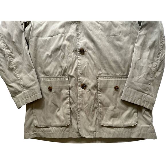 TravelSmith Long Large Men's Jacket Khaki Front Button - Picture 4 of 8